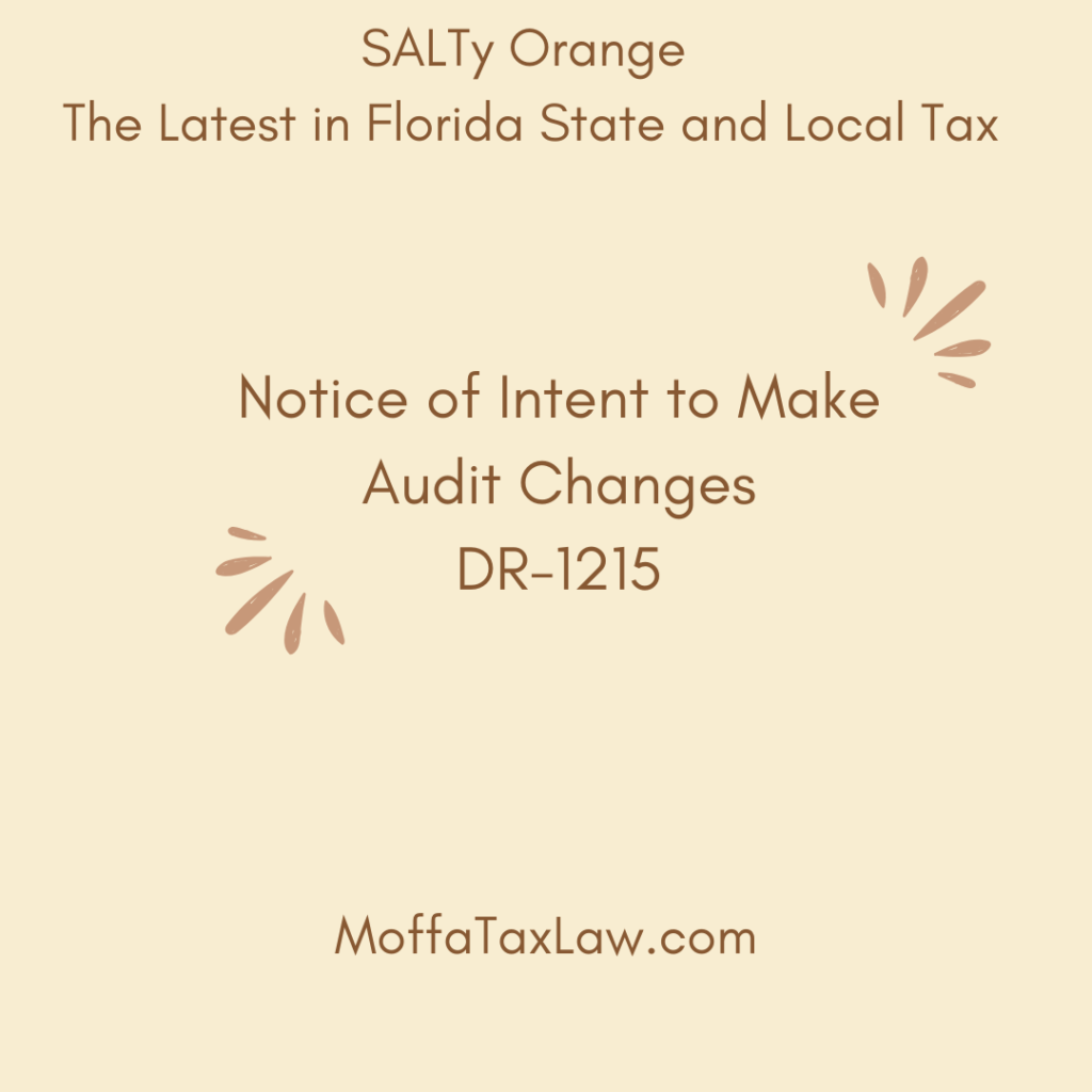 Notice of Intent to Make Audit Changes DR-1215