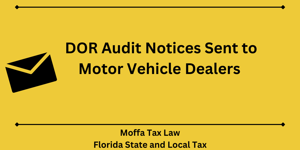 Florida Department of Revenue Audit Letter Notice of Intent to Make Audit Changes Sales Tax